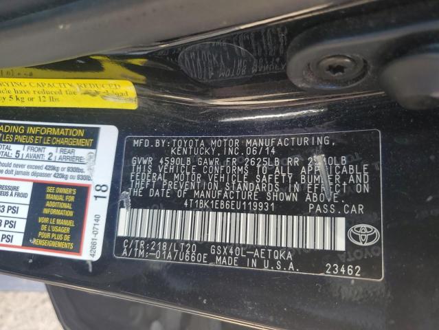 4T1BK1EB6EU119931 - 2014 TOYOTA AVALON BASE Qara foto 12