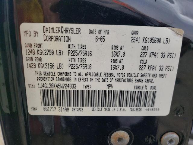 1J4GL38K45W724933 - 2005 JEEP LIBERTY RENEGADE 黑色 照片 13