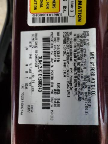 3LN6L2JK1DR800840 - 2013 LINCOLN MKZ BURGUNDY photo 12