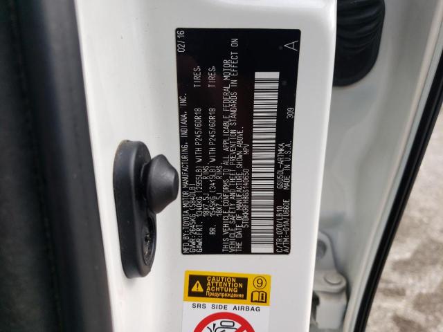 5TDKKRFH8GS140650 - 2016 TOYOTA HIGHLANDER XLE 白色 照片 12