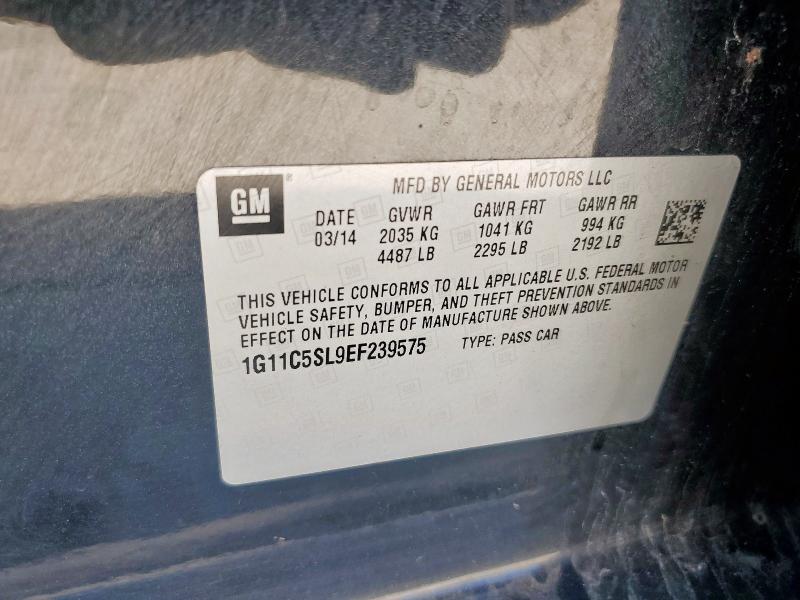 1G11C5SL9EF239575 - 2014 CHEVROLET MALIBU 1LT BLACK photo 12