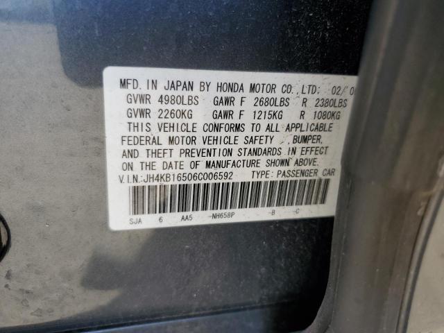 JH4KB16506C006592 - 2006 ACURA RL GRAY photo 12