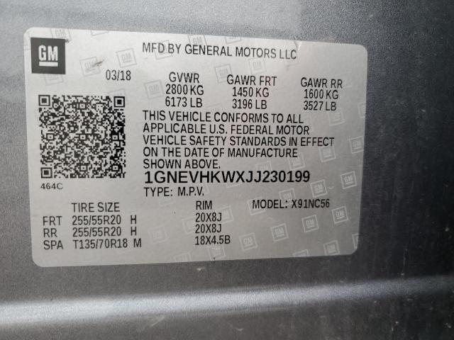 1GNEVHKWXJJ230199 - 2018 CHEVROLET TRAVERSE LT SILVER photo 14