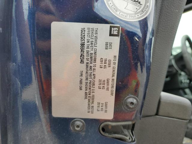1G2ZG57B694142340 - 2009 PONTIAC G6 BLUE photo 12