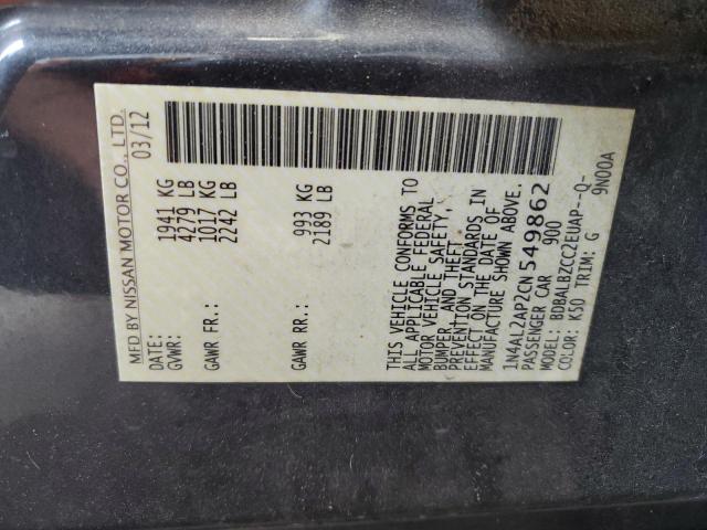 1N4AL2AP2CN549862 - 2012 NISSAN ALTIMA BASE GRAY photo 12