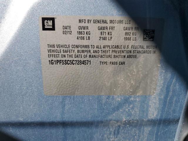 1G1PF5SC5C7284571 - 2012 CHEVROLET CRUZE LT BLUE photo 12