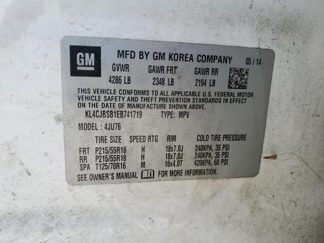 KL4CJBSB1EB741719 - 2014 BUICK ENCORE CONVENIENCE 白色 照片 13