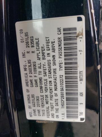 1HGCP26819A102272 - 2009 HONDA ACCORD EXL BLACK photo 13