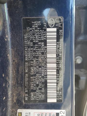 2T1KR32E75C462478 - 2005 TOYOTA COROLLA MA XR BLUE photo 12