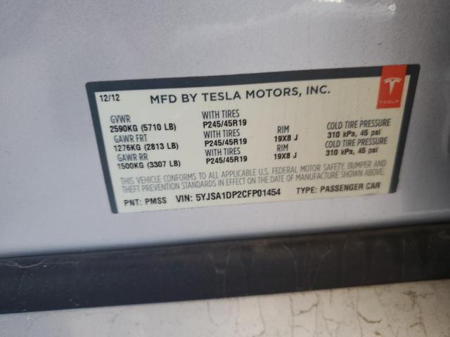 5YJSA1DP2CFP01454 - 2012 TESLA MODEL S SILVER photo 12