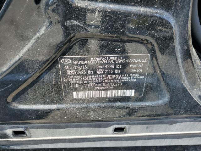 5NPEB4AC1DH708279 - 2013 HYUNDAI SONATA GLS BLACK photo 13