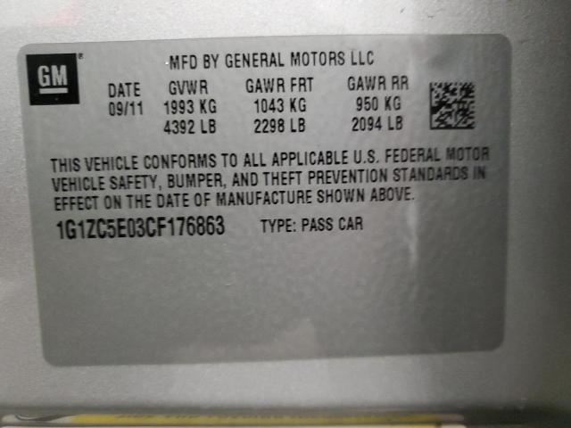 1G1ZC5E03CF176863 - 2012 CHEVROLET MALIBU 1LT 银色 照片 12