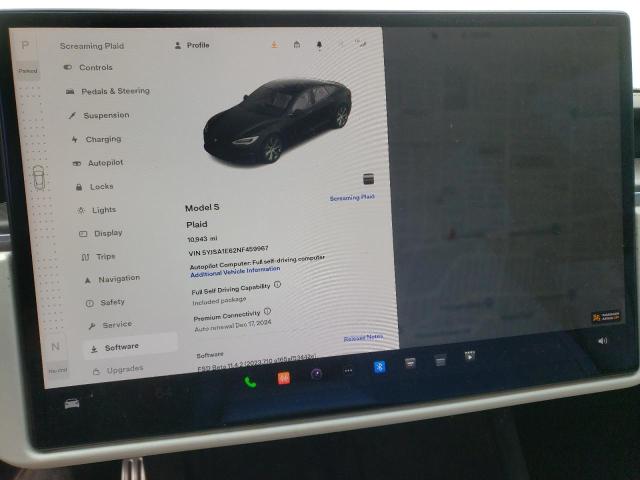 5YJSA1E62NF459967 - 2022 TESLA MODEL S შავი ფოტო 9