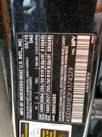 4JGDA5HB3FA574379 - 2015 MERCEDES-BENZ ML 350 4MATIC BLACK photo 13