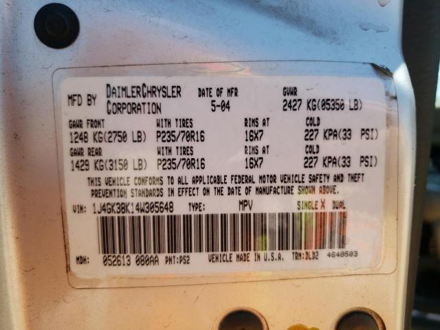 1J4GK38K14W305648 - 2004 JEEP LIBERTY RENEGADE SILVER photo 12