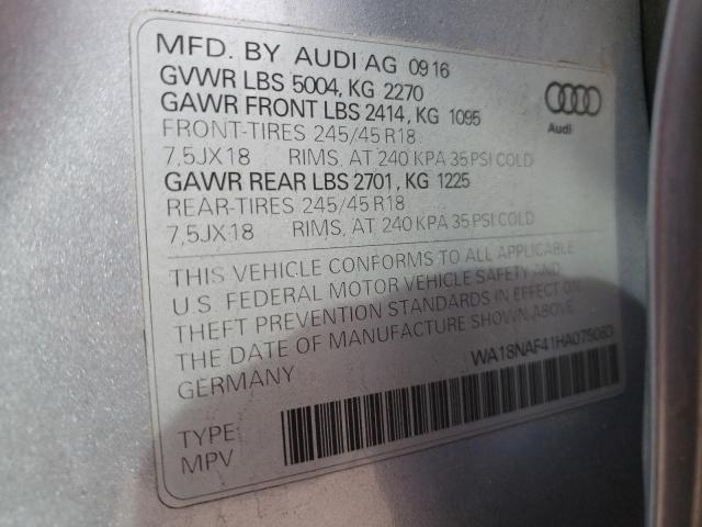 WA18NAF41HA075083 - 2017 AUDI A4 ALLROAD PREMIUM PLUS GRAY photo 12