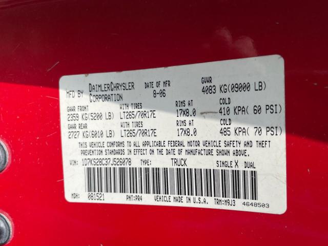 1D7KS28C37J526078 - 2007 DODGE RAM 2500 ST RED photo 10