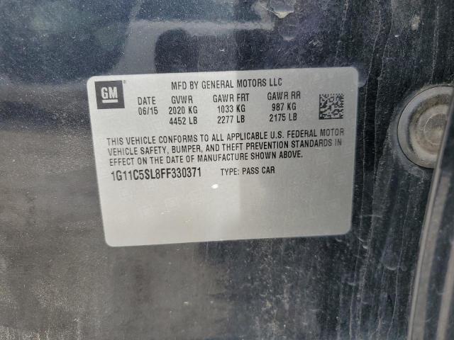 1G11C5SL8FF330371 - 2015 CHEVROLET MALIBU 1LT შავი ფოტო 12