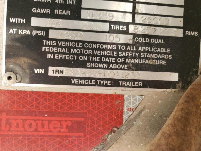 1RNF48A33HR041233 - 2017 UTILITY TRAILER SILVER photo 10