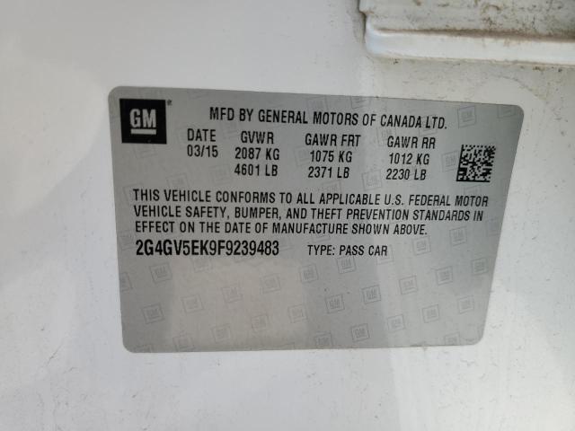 2G4GV5EK9F9239483 - 2015 BUICK REGAL 白色 照片 13