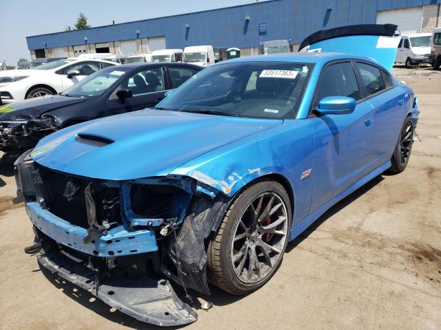 2C3CDXGJ7KH519283 - 2019 DODGE CHARGER SCAT PACK BLUE photo 1