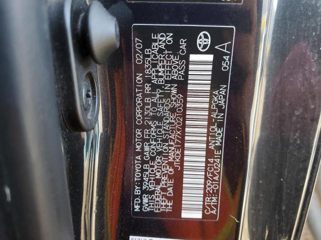 JTKDE177X70210359 - 2007 TOYOTA SCION TC 黑色 照片 12