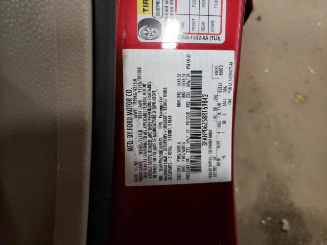 3FAHP06Z58R169842 - 2008 FORD FUSION S RED photo 12