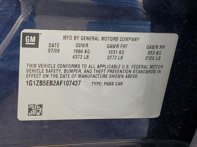 1G1ZB5EB2AF107437 - 2010 CHEVROLET MALIBU LS BLUE photo 12