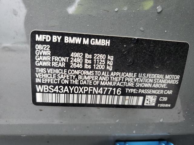 WBS43AY0XPFN47716 - 2023 BMW M3 COMPETITION GRAY photo 13