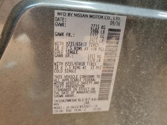 5N1DR2MM3HC619746 - 2017 NISSAN PATHFINDER S CHARCOAL photo 12