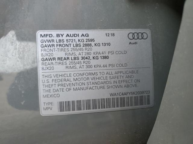 WA1C4AFY5K2039723 - 2019 AUDI SQ5 PRESTIGE GRAY photo 12