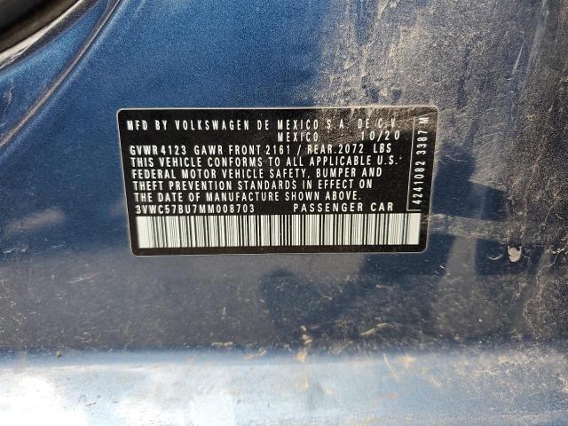 3VWC57BU7MM008703 - 2021 VOLKSWAGEN JETTA S BLUE photo 13