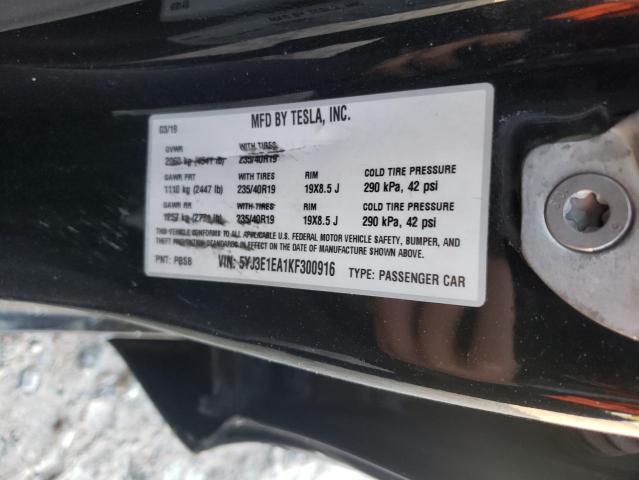 5YJ3E1EA1KF300916 - 2019 TESLA MODEL 3 BLACK photo 12