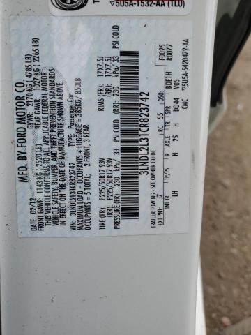 3LNDL2L31CR823742 - 2012 LINCOLN MKZ HYBRID WHITE photo 12