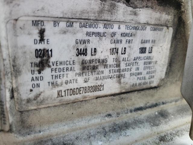 KL1TD6DE7BB208921 - 2011 CHEVROLET AVEO LS 白色 照片 12