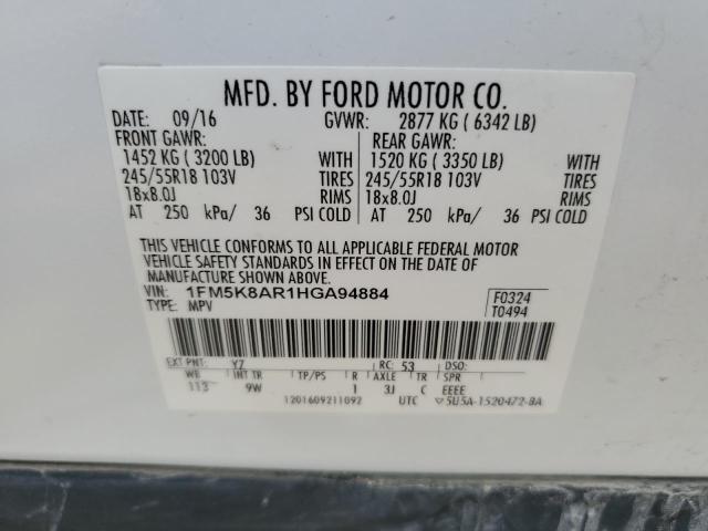 1FM5K8AR1HGA94884 - 2017 FORD EXPLORER POLICE INTERCEPTOR WHITE photo 14