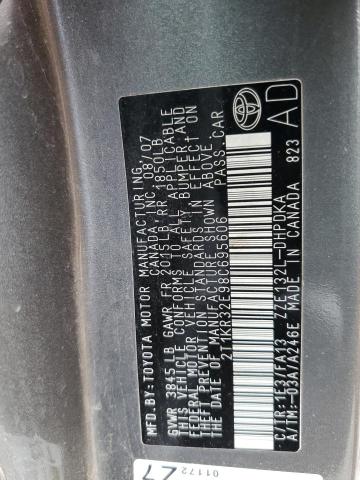 2T1KR32E98C695606 - 2008 TOYOTA COROLLA MA XR CHARCOAL photo 13