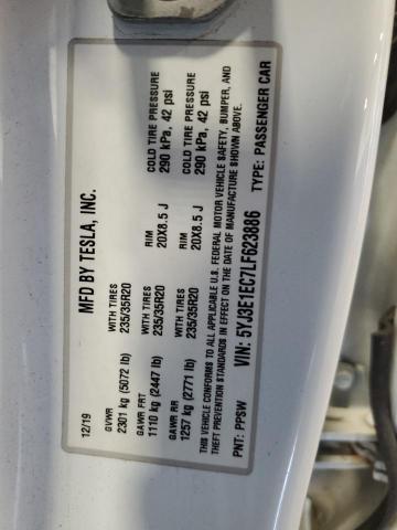 5YJ3E1EC7LF623886 - 2020 TESLA MODEL 3 Ağ foto 13