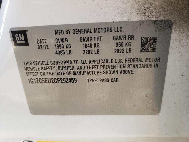 1G1ZC5EU2CF292459 - 2012 CHEVROLET MALIBU 1LT WHITE photo 12