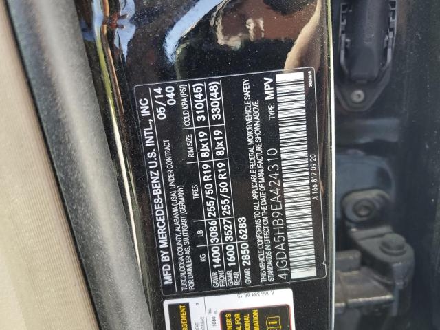 4JGDA5HB9EA424310 - 2014 MERCEDES-BENZ ML 350 4MATIC BLACK photo 13