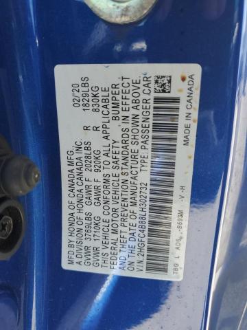 2HGFC4B88LH302732 - 2020 HONDA CIVIC SPORT BLUE photo 12