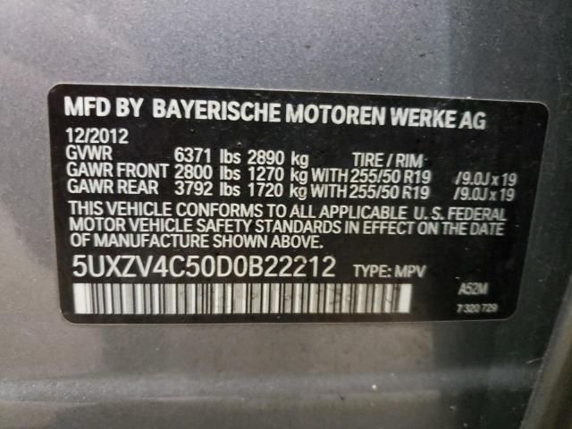 5UXZV4C50D0B22212 - 2013 BMW X5 XDRIVE35I CHARCOAL photo 13