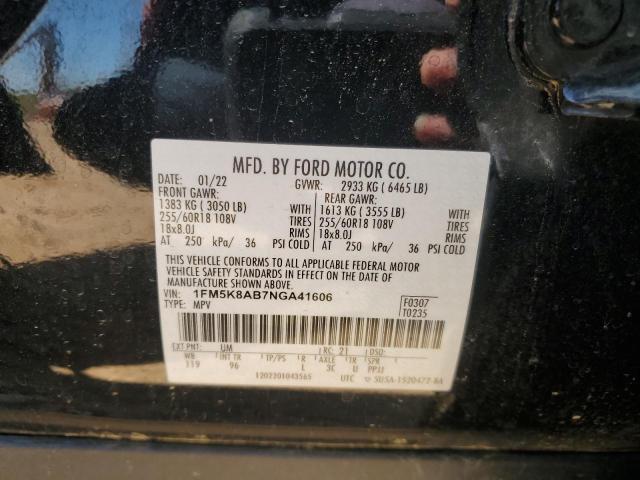 1FM5K8AB7NGA41606 - 2022 FORD EXPLORER POLICE INTERCEPTOR 黑色 照片 13