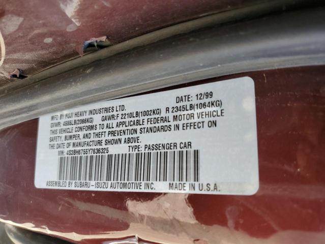 4S3BH6755Y7636325 - 2000 SUBARU LEGACY OUTBACK AWP 勃艮第红 照片 13