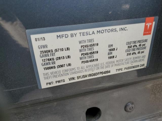 5YJSA1BG6DFP04894 - 2013 TESLA MODEL S GRAY photo 13