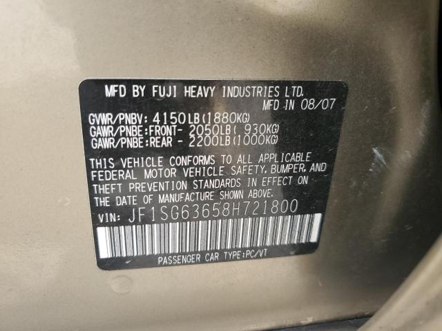 JF1SG63658H721800 - 2008 SUBARU FORESTER 2.5X TAN photo 13