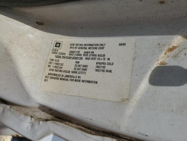 1GDL7H1C4YJ503130 - 2000 GMC C-SERIES C7H042 白色 照片 10