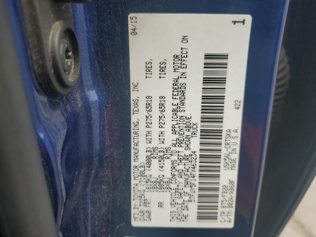 5TFUY5F14FX463234 - 2015 TOYOTA TUNDRA DOUBLE CAB SR/SR5 BLUE photo 12