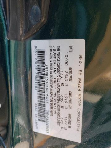 JM1NB353810205653 - 2001 MAZDA MX-5 MIATA BASE GREEN photo 12