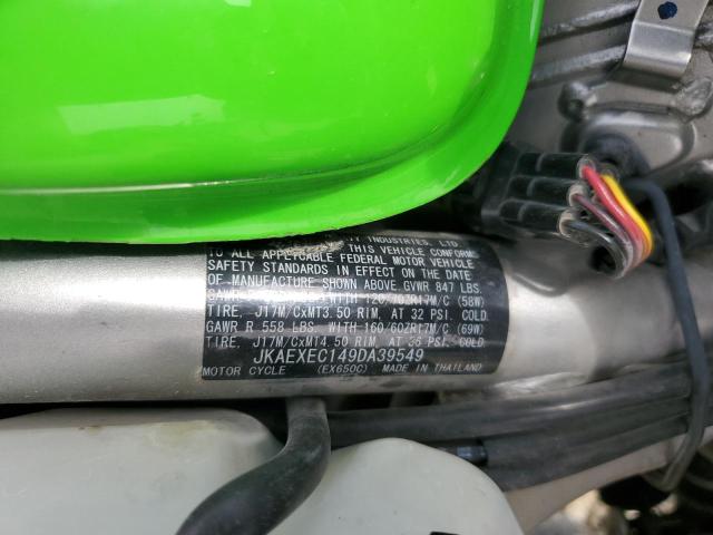 JKAEXEC149DA39549 - 2009 KAWASAKI EX650 C 绿色 照片 9